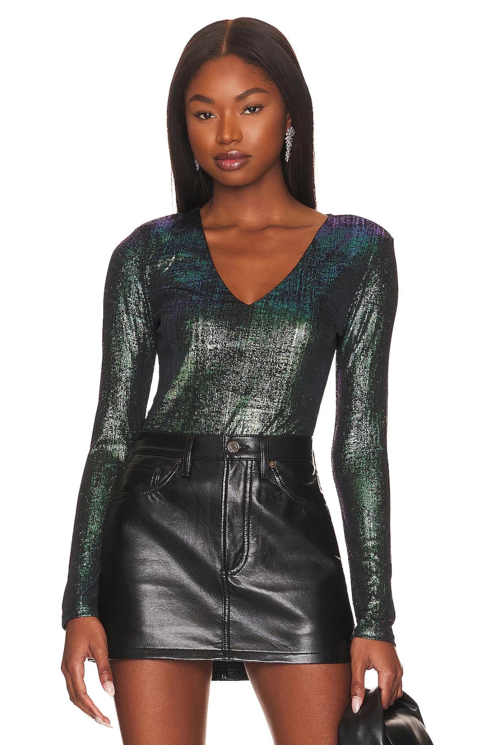 SHIMMER V-NECK BODYSUIT